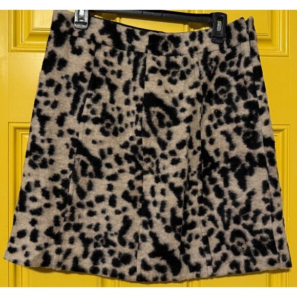 Leopard Print Wool-Blend Skirt By Ann Taylor Size 10 A-Line Style Fully Lined Bl - Picture 4 of 4